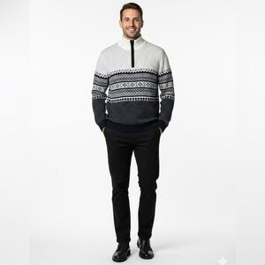 TOMMY HILFIGER 100% Cotton Nordic Design Quarter Zip Sweater US Sz XL